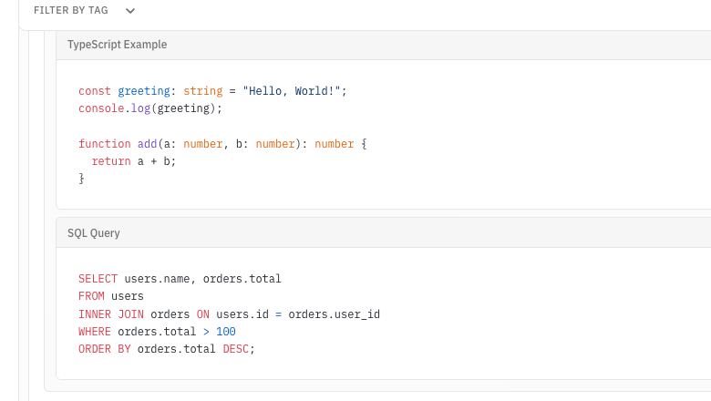 Syntax-highlighted code in report